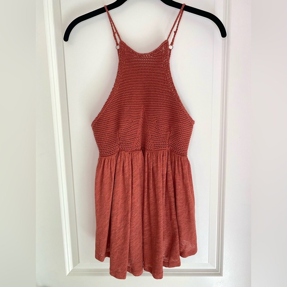 Free People Road Trip Crochet Tank Apple Chutney Size S, NWOT